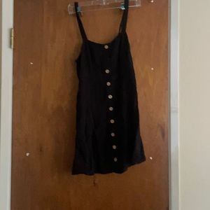 Mini Black Sun Dress with Button Detail